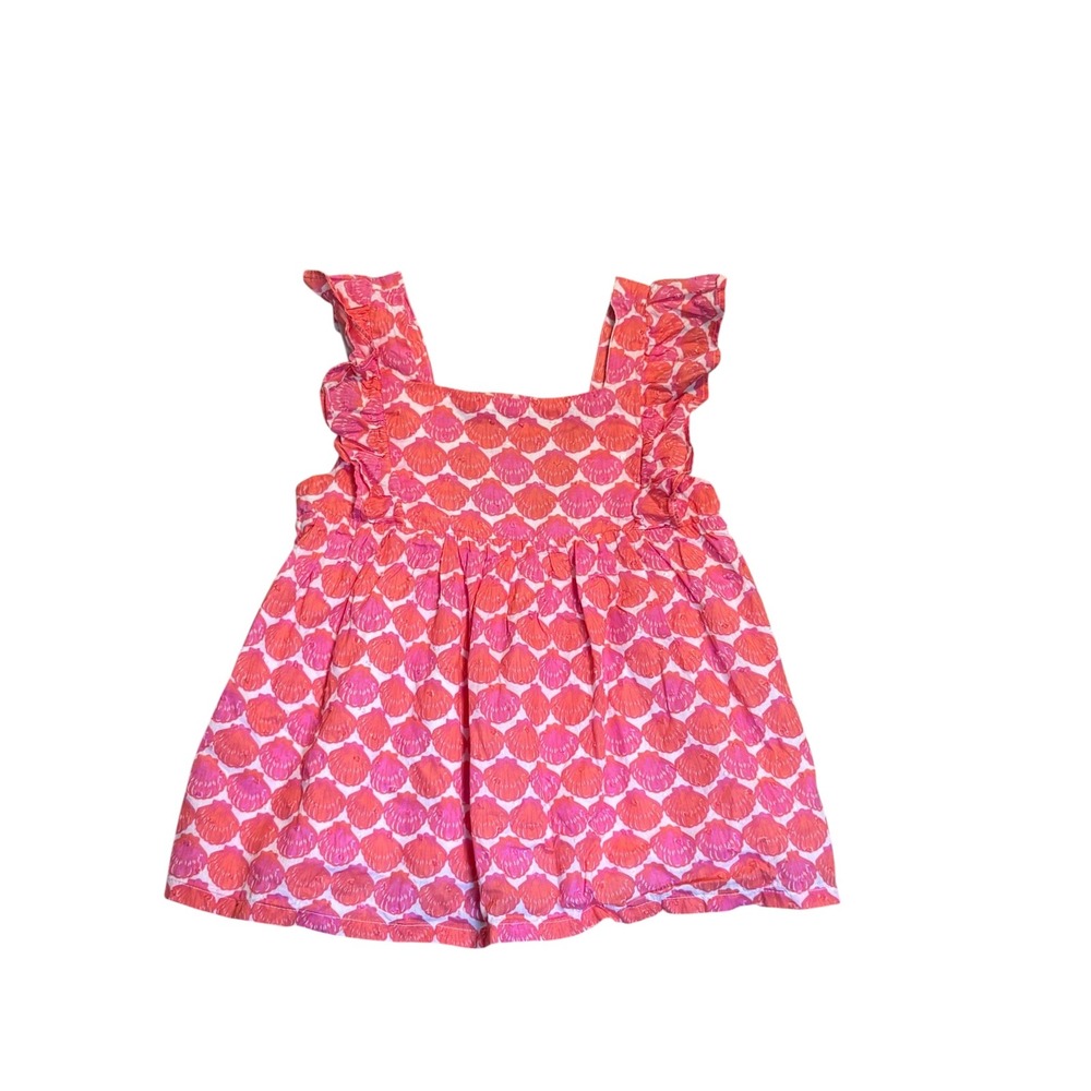 Tommy Bahama Seashell Print Top Girls Size 7 Ruffle Sleeve Cotton Pink Orange